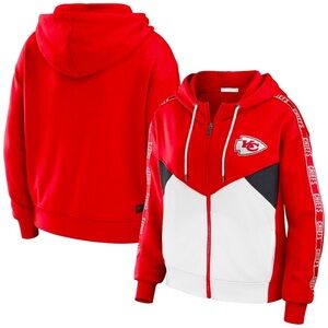 NEW Kansas City Chiefs WEAR by Erin Andrews Light Weight Crop Full-Zip Hoodie